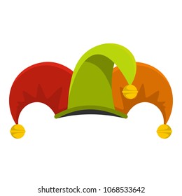 Circus Jester Fool Hat Icon. Flat Illustration Of Circus Jester Fool Hat Vector Icon For Web