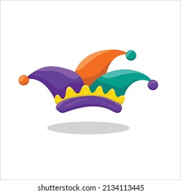 Circus Jester Fool Hat Icon. Flat Illustration Of Circus Jester Fool Hat Vector Icon For Web