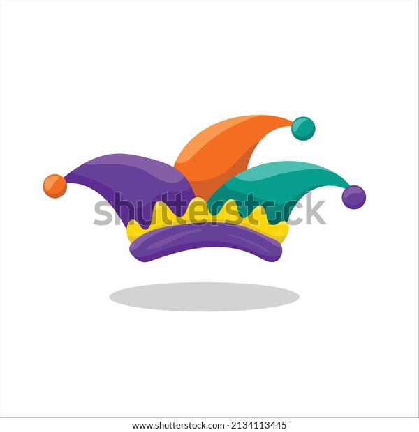 Circus jester fool hat icon. Flat\
illustration of circus jester fool hat vector icon for\
web