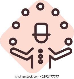 Circus juggler, illustration, vector on a white background.