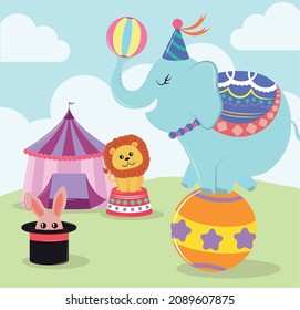 circo malabarismo animales y carpa