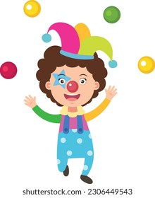 Circus kid character illustration vector on white background