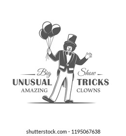 Circus label isolated on white background. Design element. Vector illustration