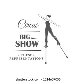 Circus label isolated on white background. Design element. Vector illustration
