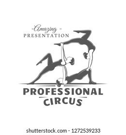 Circus label isolated on white background. Design element. Vector illustration