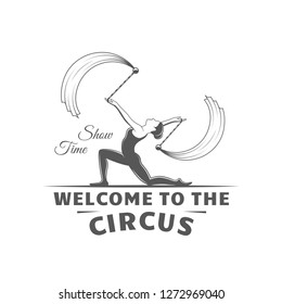 Circus label isolated on white background. Design element. Vector illustration