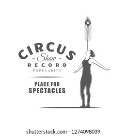 Circus label isolated on white background. Design element. Vector illustration