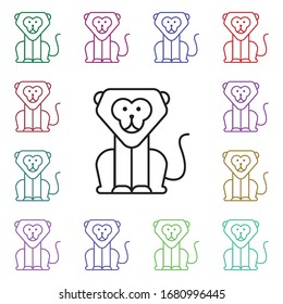 Circus leon multi color style icon. Simple thin line, outline vector of carnival and amusement icons for ui and ux, website or mobile application