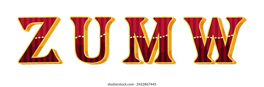 Circus Light Bulb Alphabet with Gold Frame Vector Set