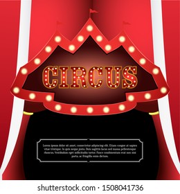 Circus light poster with a big top solhouette - Vector