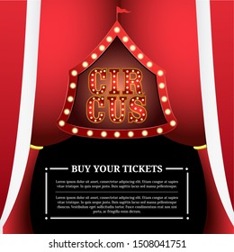 Circus light poster with a big top solhouette - Vector