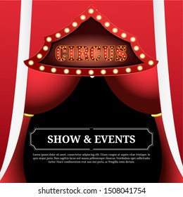 Circus light poster with a big top solhouette - Vector