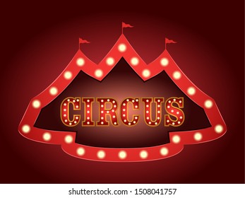 Circus light poster with a big top solhouette - Vector