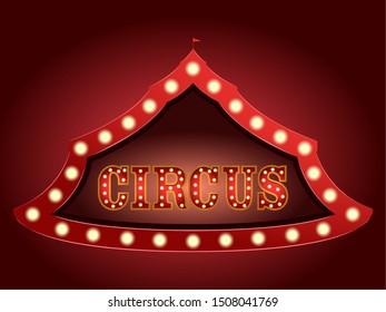 Circus light poster with a big top solhouette - Vector