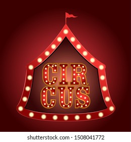 Circus light poster with a big top solhouette - Vector