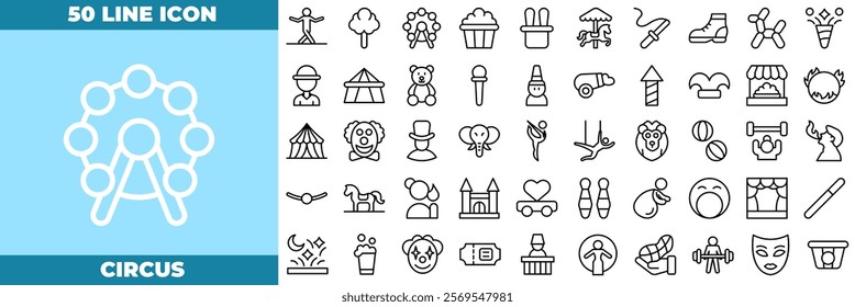 Circus Line Editable Icons set. Vector illustration in modern thin line style of circus icons: circus, amusement, clown, etc