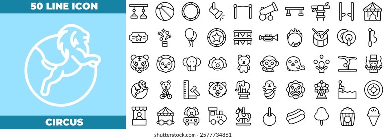 Circus Line Editable Icons set. Vector illustration in modern thin line style of circus icons: circus, amusement, clown, etc