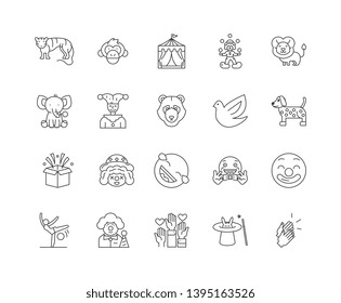 Circus line icons, signs, vector set, outline illustration concept 