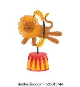 Circus lion cartoon icon vector illustration graphic design