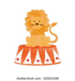 Circus lion cartoon icon vector illustration graphic design