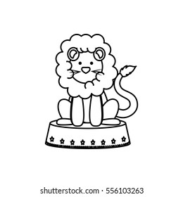 Circus lion cartoon icon vector illustration graphic design