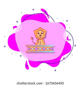 Circus lion colored liquid bacdge icon. Simple color vector of circus icons for ui and ux, website or mobile application