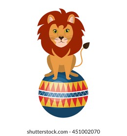 Circus lion doing pirouettes cartoon design, vector illustration graphic.