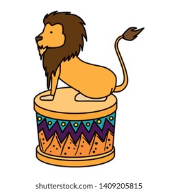 circus lion domesticated in step