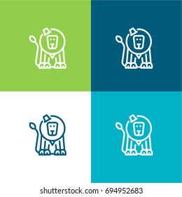 Circus Lion green and blue material color minimal icon or logo design