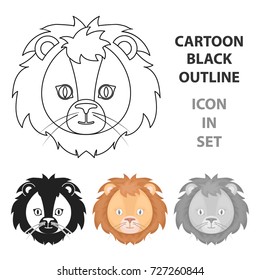 Circus lion icon in cartoon style isolated on white background. Circus symbol stock vector illustration.