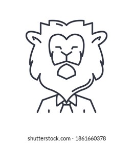 Circus lion icon, linear isolated illustration, thin line vector, web design sign, outline concept symbol with editable stroke on white background.