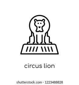 circus lion icon. Trendy modern flat linear vector circus lion icon on white background from thin line Circus collection, outline vector illustration