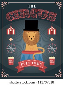 circus lion poster template vector/illustration