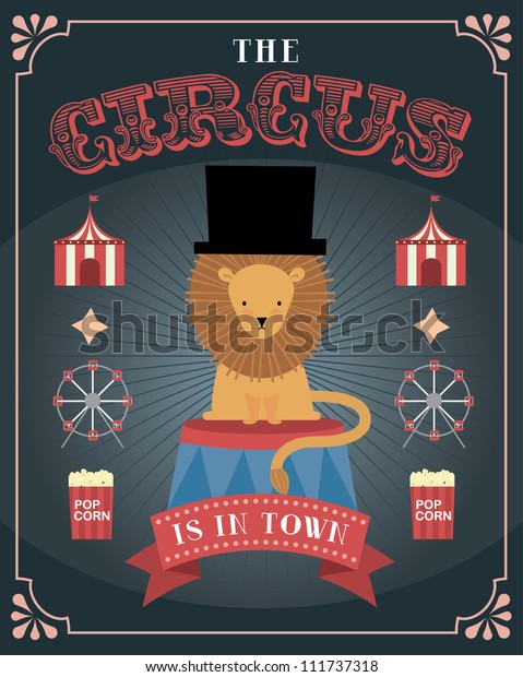 Circus Lion Poster Template Vectorillustration Stock Vector (Royalty ...