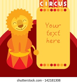  Circus lion sitting on pedestal.  Layered file