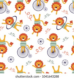 Circus Lions Seamless Pattern