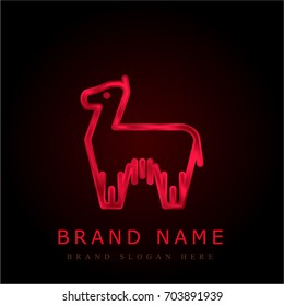 Circus Llama red chromium metallic logo