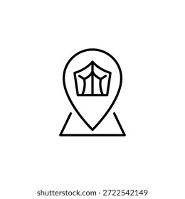 Pin de la Locación del circo, posición de la tienda, atracción del recinto ferial