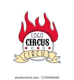 Circus logo, emblem for amusement park, festival, party, creative template of flyear, posters, cover, banner, invitation vector Illustration
