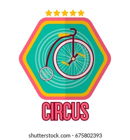 Circus logotype with special bike isolated on white