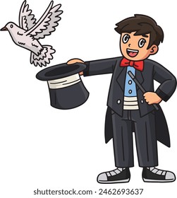 Circus Magician with Dove Cartoon Colored Clipart