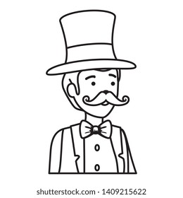 circus magician with hat and mustache