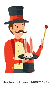 circus magician with hat and rabbit