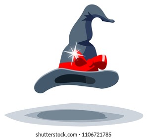 circus magician illusionist magic hat, cartoon flat vector illustration, isolated on white backgraund