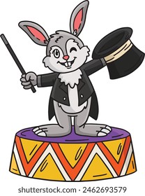 Circus Magician Rabbit Cartoon Colored Clipart 
