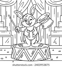 Circus Magician Rabbit Coloring Page for Kids