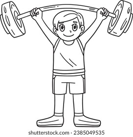 Circus Man with Barbell Isolated Coloring Page