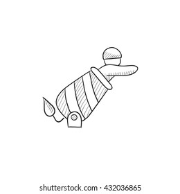 Hombre circo en el icono de dibujo vectorial de cañón aislado en el fondo. Dibujaron mano a un hombre de Circo con un icono de cannon. Hombre de circo en icono de boceto de cannon para infografía, sitio web o aplicación.