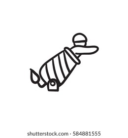 Hombre circo en el icono de dibujo vectorial de cañón aislado en el fondo. Dibujaron mano a un hombre de Circo con un icono de cannon. Hombre de circo en icono de boceto de cannon para infografía, sitio web o aplicación.