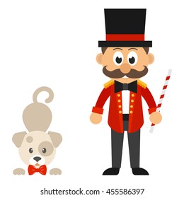 circus man and cartoon dog vector